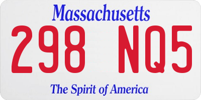 MA license plate 298NQ5