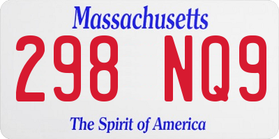 MA license plate 298NQ9