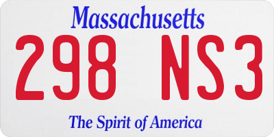 MA license plate 298NS3