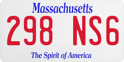 MA license plate 298NS6
