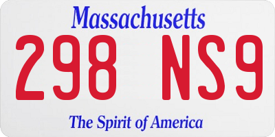 MA license plate 298NS9