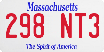 MA license plate 298NT3