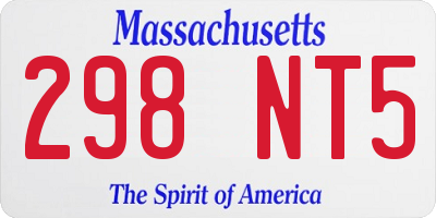 MA license plate 298NT5