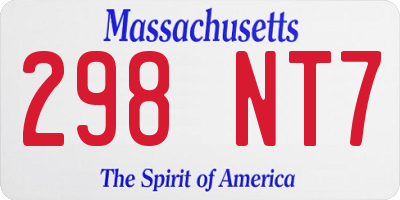 MA license plate 298NT7
