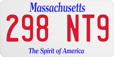 MA license plate 298NT9