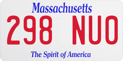 MA license plate 298NU0