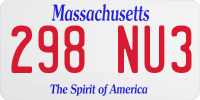 MA license plate 298NU3