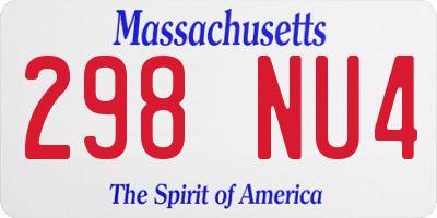 MA license plate 298NU4