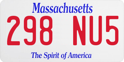MA license plate 298NU5
