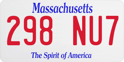 MA license plate 298NU7