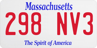 MA license plate 298NV3