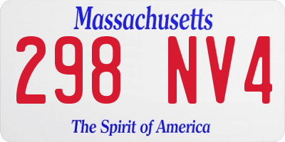MA license plate 298NV4