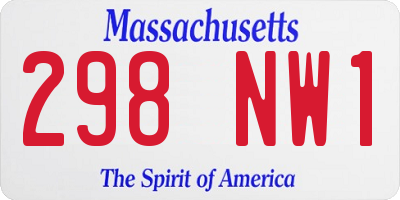 MA license plate 298NW1