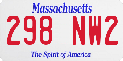 MA license plate 298NW2