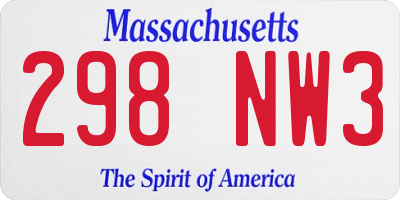 MA license plate 298NW3