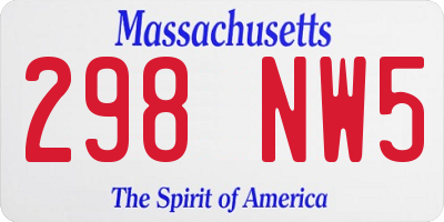 MA license plate 298NW5