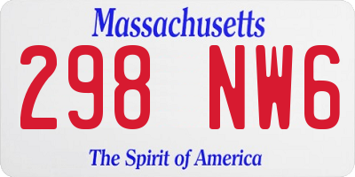 MA license plate 298NW6