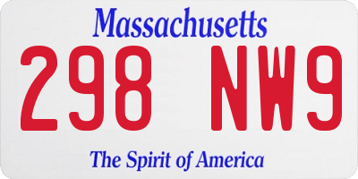 MA license plate 298NW9