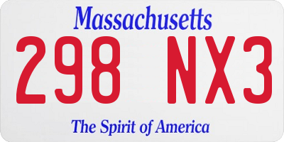 MA license plate 298NX3
