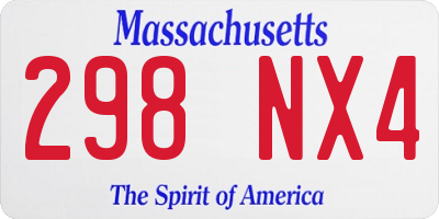 MA license plate 298NX4