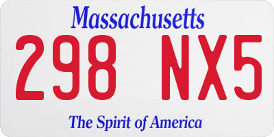 MA license plate 298NX5