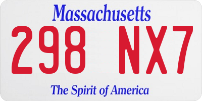 MA license plate 298NX7
