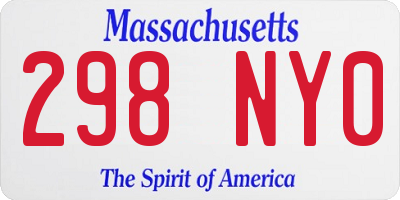 MA license plate 298NY0