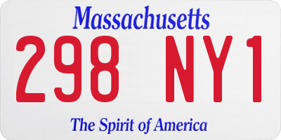 MA license plate 298NY1