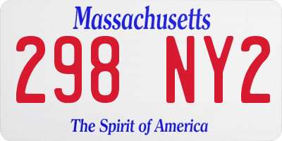 MA license plate 298NY2