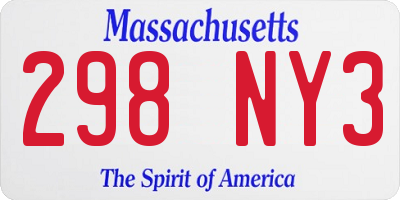 MA license plate 298NY3