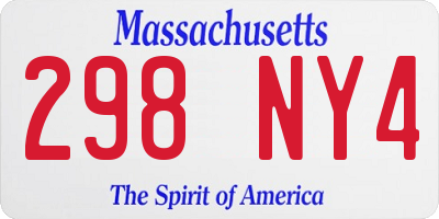 MA license plate 298NY4