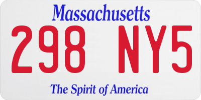 MA license plate 298NY5