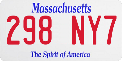 MA license plate 298NY7