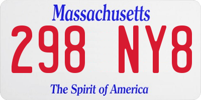 MA license plate 298NY8
