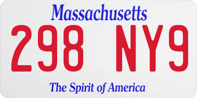 MA license plate 298NY9