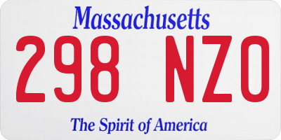 MA license plate 298NZ0