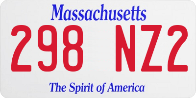MA license plate 298NZ2