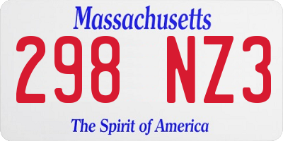 MA license plate 298NZ3