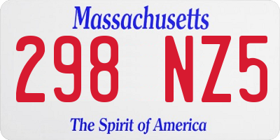 MA license plate 298NZ5
