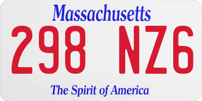 MA license plate 298NZ6