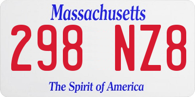 MA license plate 298NZ8