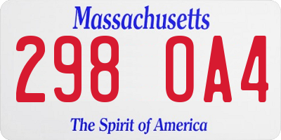 MA license plate 298OA4