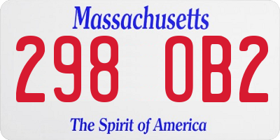 MA license plate 298OB2