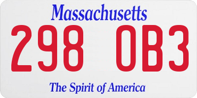 MA license plate 298OB3