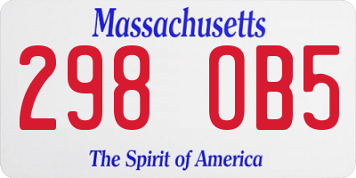 MA license plate 298OB5