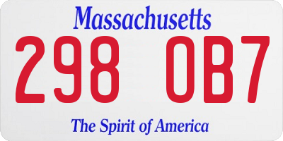 MA license plate 298OB7