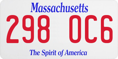 MA license plate 298OC6