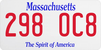 MA license plate 298OC8