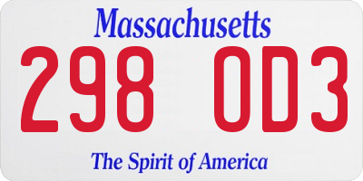 MA license plate 298OD3