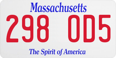 MA license plate 298OD5